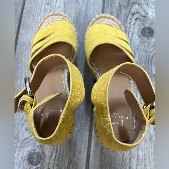 Marc Fisher Yellow Suede Espadrille Wedged Sandals - 6.5 M - Picture 4 of 8
